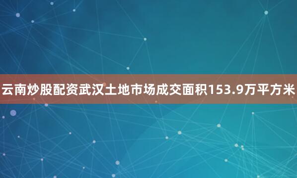 云南炒股配资武汉土地市场成交面积153.9万平方米